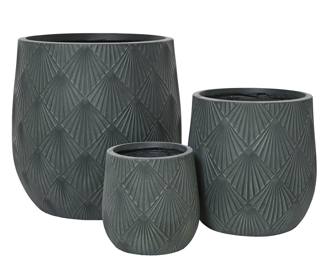 Vaso Alisa in fibre clay con motivo a settori – verde antico cod. 859427