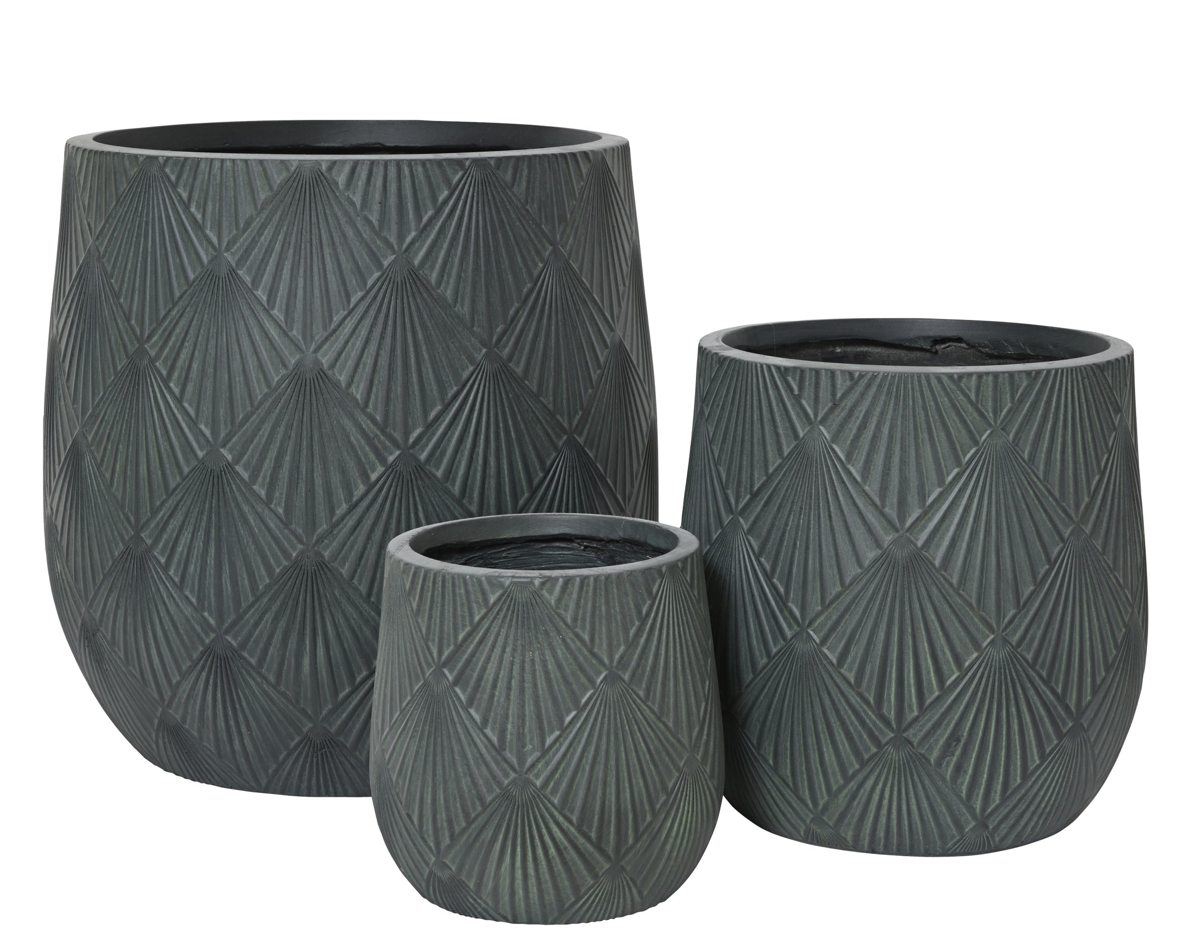 Vaso Alisa in fibre clay con motivo a settori – verde antico cod. 859427