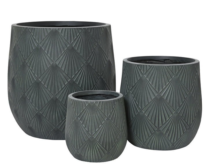 Vaso Alisa in fibre clay con motivo a settori – verde antico cod. 859427