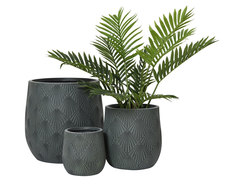 Vaso Alisa in fibre clay con motivo a settori – verde antico cod. 859427