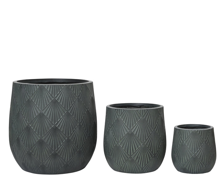 Vaso Alisa in fibre clay con motivo a settori – verde antico cod. 859427