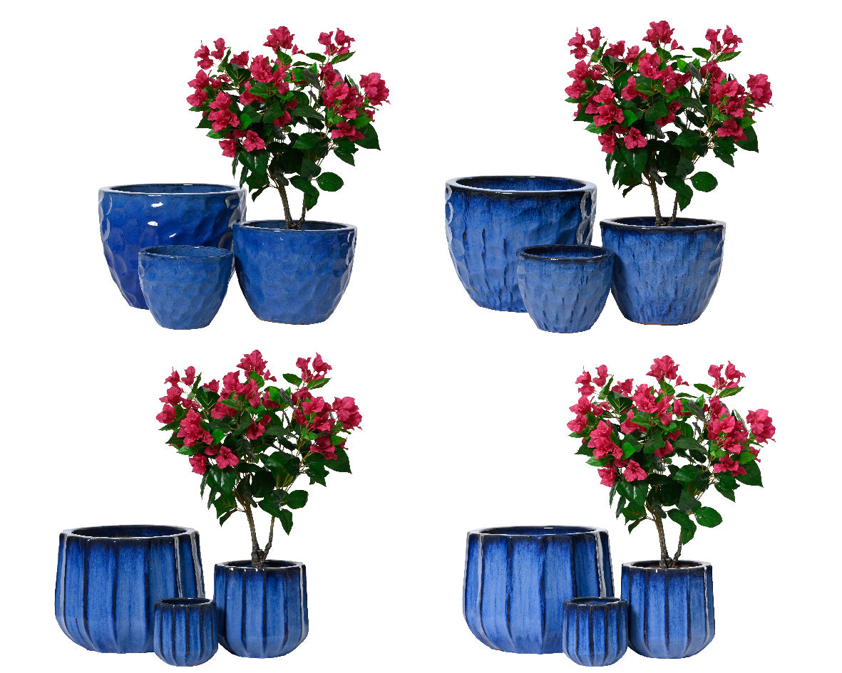 Fioriera Giuly in Terracotta Blu – Vaso da Esterno