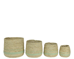 Fioriera Rotonda in Cornleaf Verde – Stile Naturale cod.872138