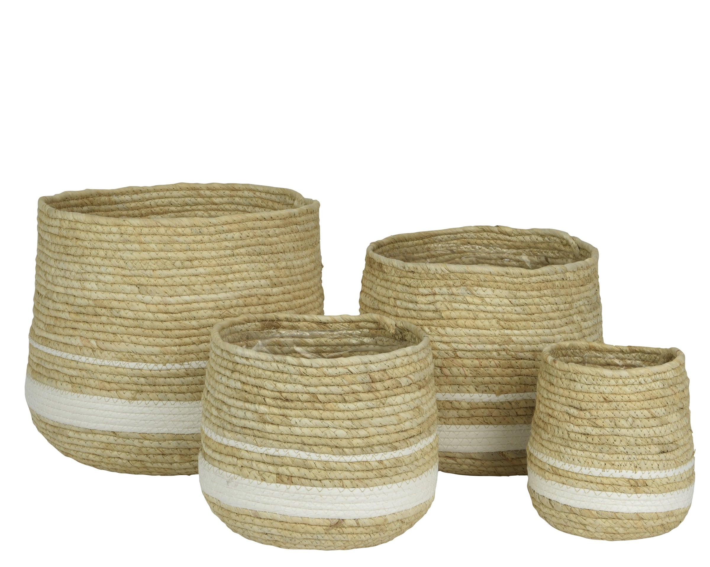 Fioriera Rotonda in Cornleaf Bianca – Stile Naturale cod.872139