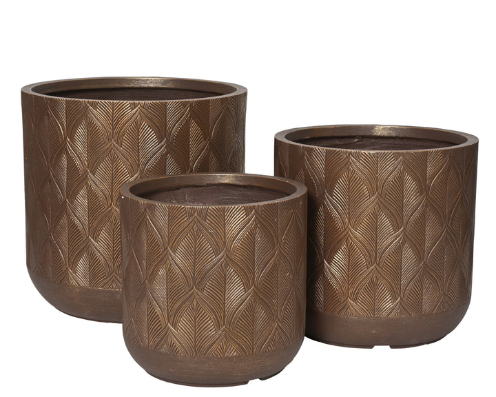 Vaso Gabriel in fibre clay con motivo a foglia cod. 890146/47