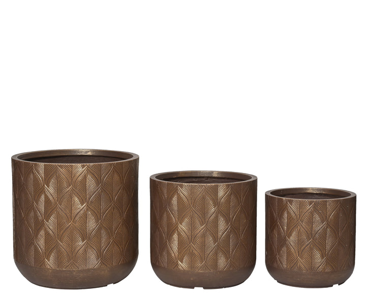 Vaso Gabriel in fibre clay con motivo a foglia cod. 890146/47