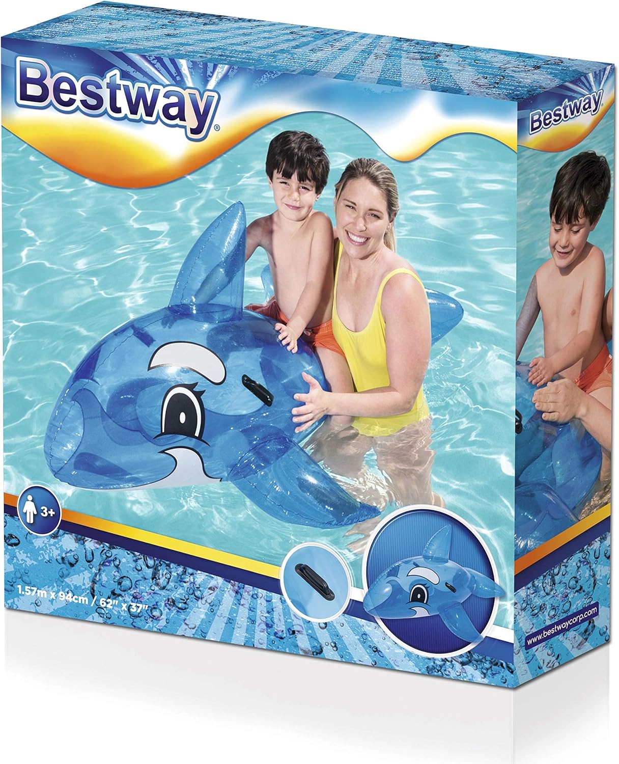 Bestway-41037 Pupazzo Galleggiante Trasparente, Colore Blu, 157 x 94 cm, 41037
