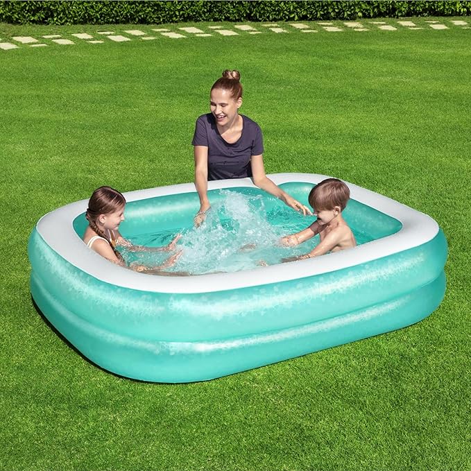 Piscina per famiglie gonfiabile trasparente, 200 x 146 x 48 cm - verde