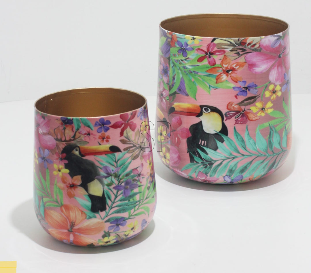 Vaso in metallo decorato con fiori – cod.A67825270