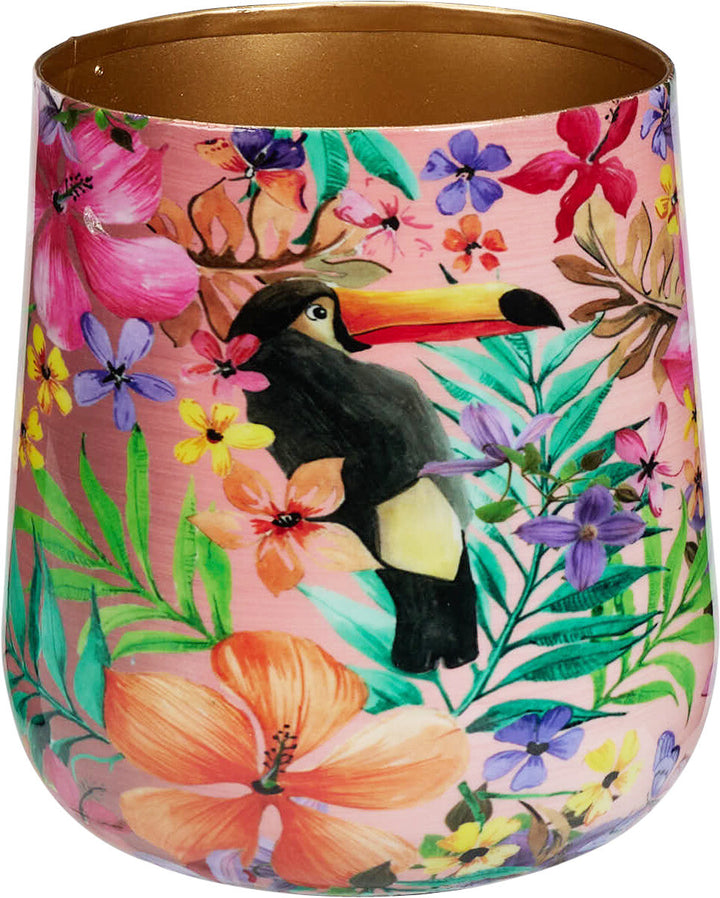 Vaso in metallo decorato con fiori – cod.A67825270