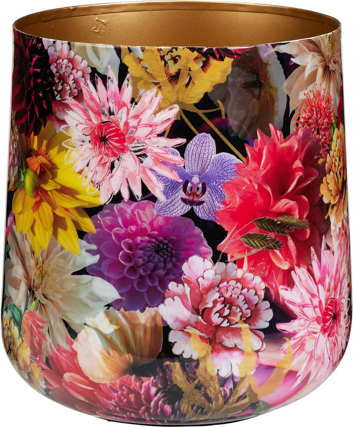 Vaso in metallo decorato con fiori cod. A67825280