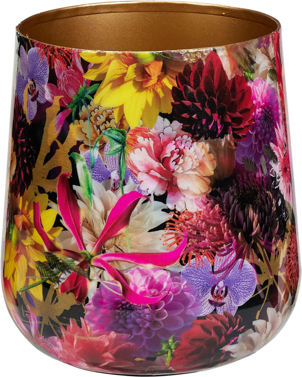 Vaso in metallo decorato con fiori cod. A67825280