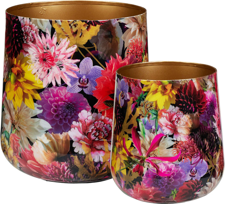 Vaso in metallo decorato con fiori cod. A67825280