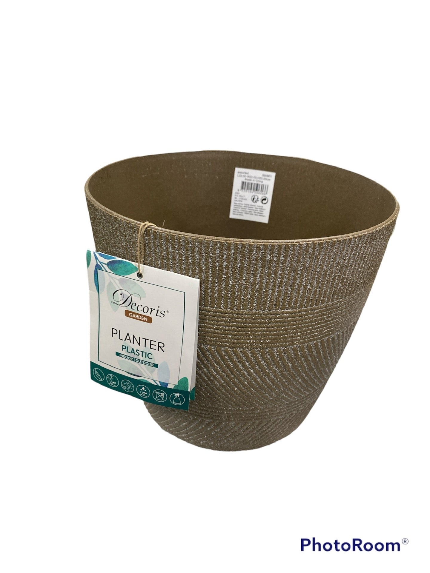 Vaso Design Tondo Beige Scuro 22 cm Decoris – Moderno per Interno ed Esterno