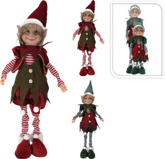 Elfo in Tessuto con Gambe Telescopiche 88 cm – 2 Assortiti (cod. AMA001050)