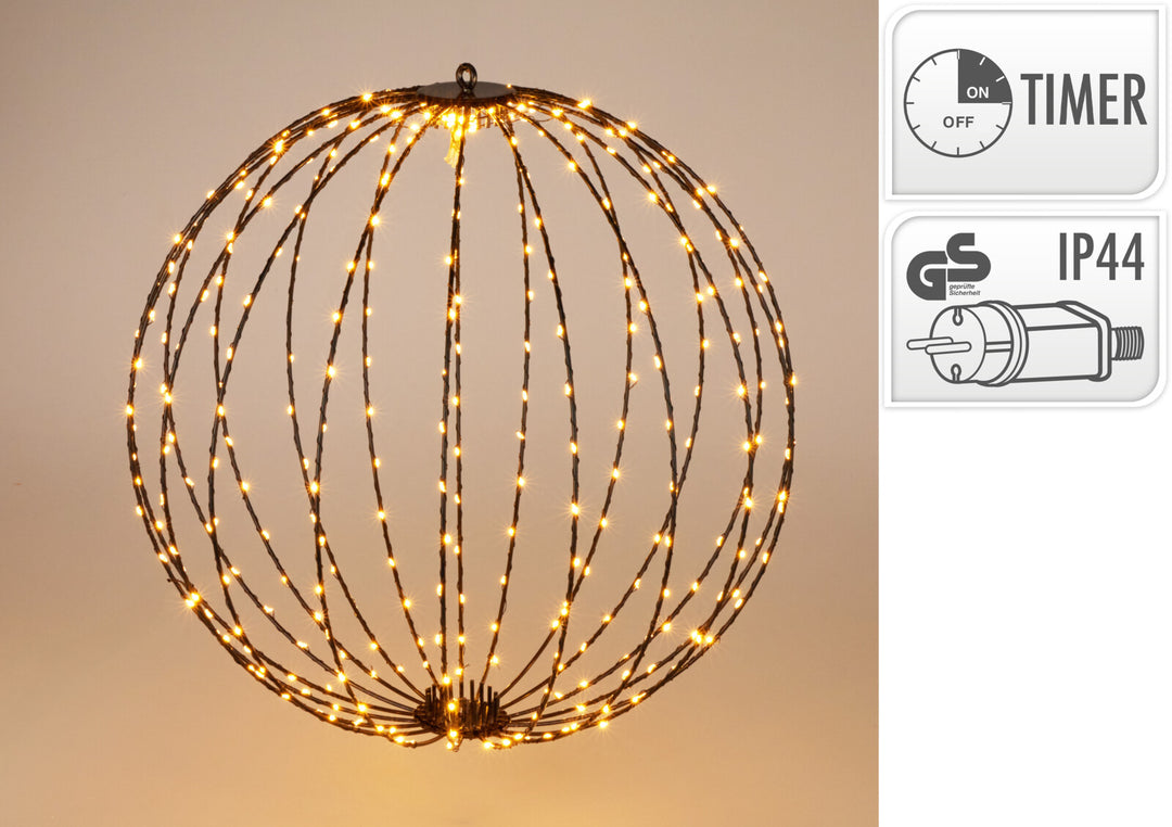 Sfera Luminosa 40 cm con 240 LED Bianco Extra Caldo e Timer