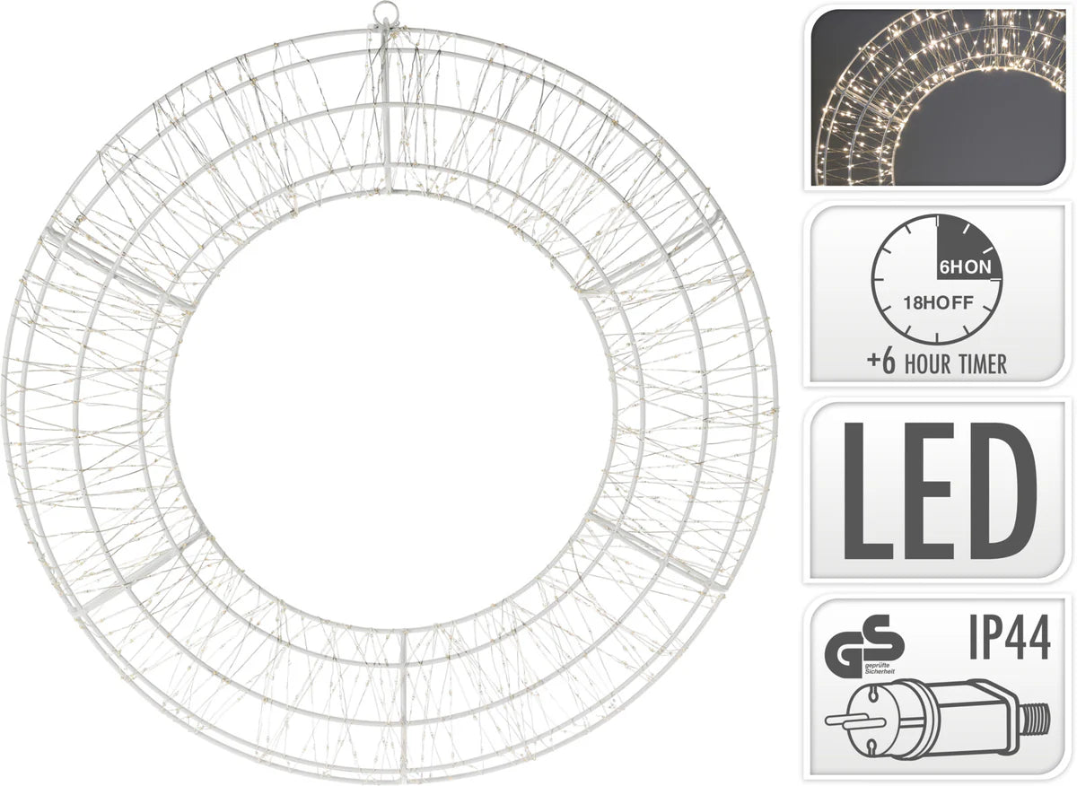 Corona Luminosa 58 cm con 840 LED Bianco Caldo – Con Timer (cod. AX5310620)