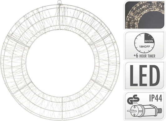 Corona Luminosa 58 cm con 840 LED Bianco Caldo – Con Timer (cod. AX5310620)