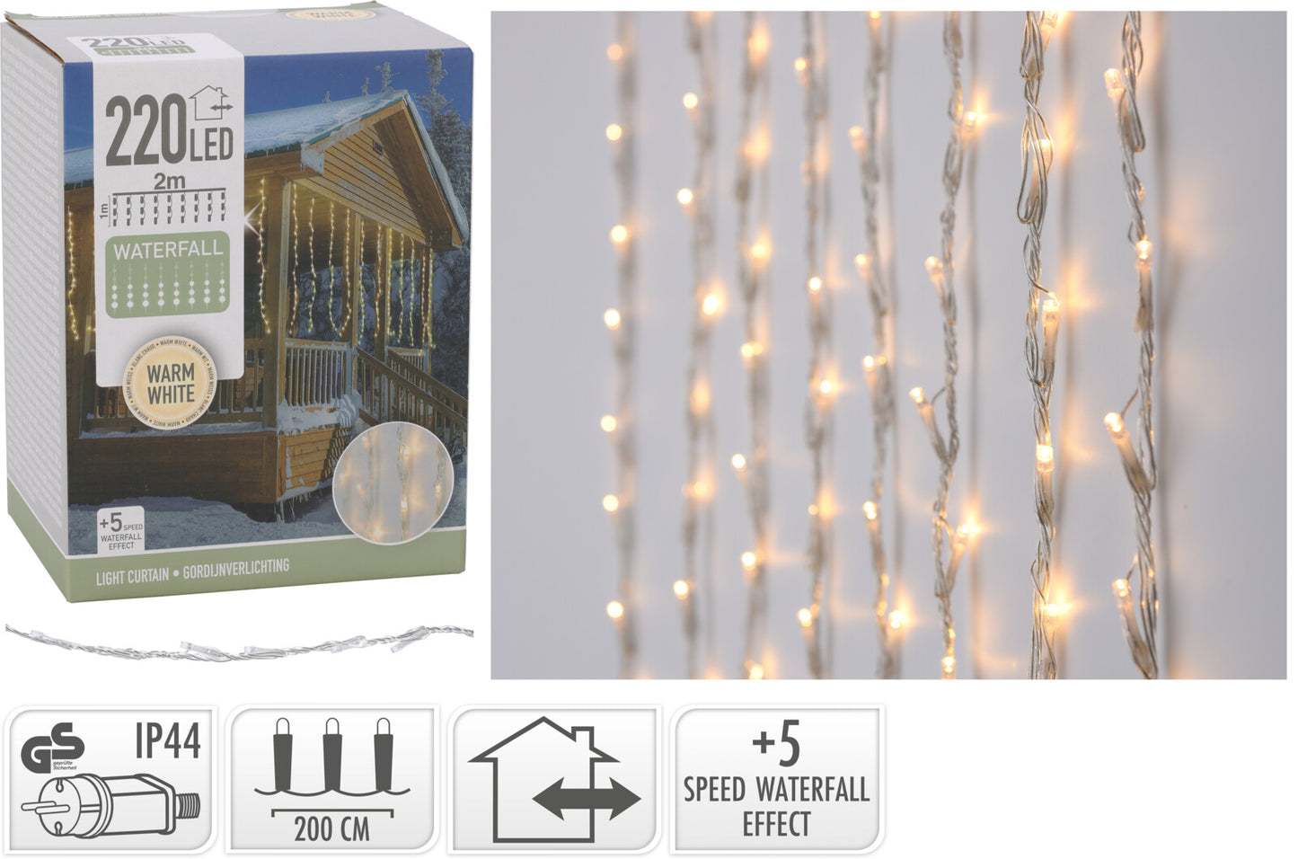 Tenda Luminosa 220 LED Bianco Caldo (cod. AX8405800)