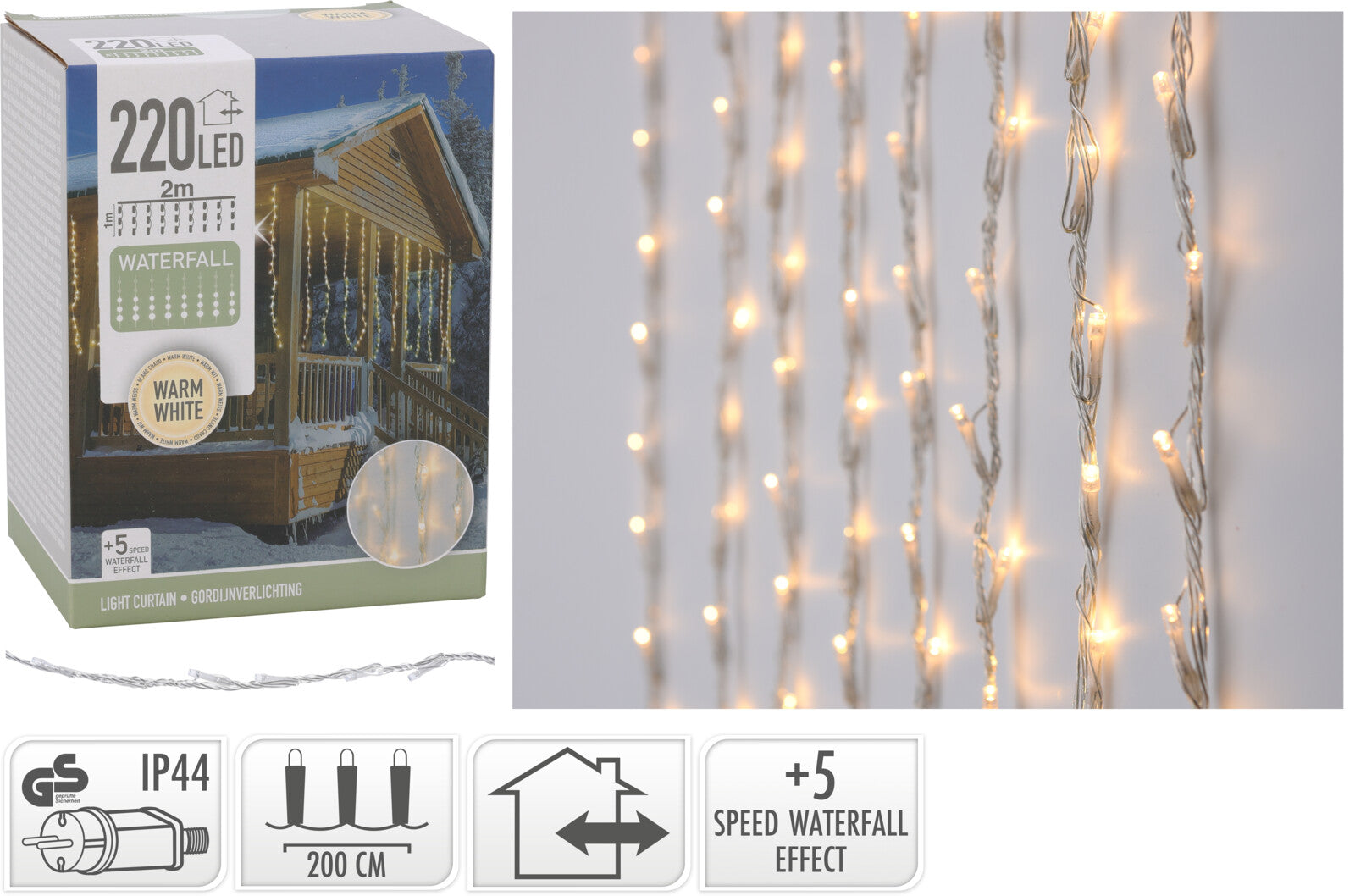 Tenda Luminosa 220 LED Bianco Caldo (cod. AX8405800)