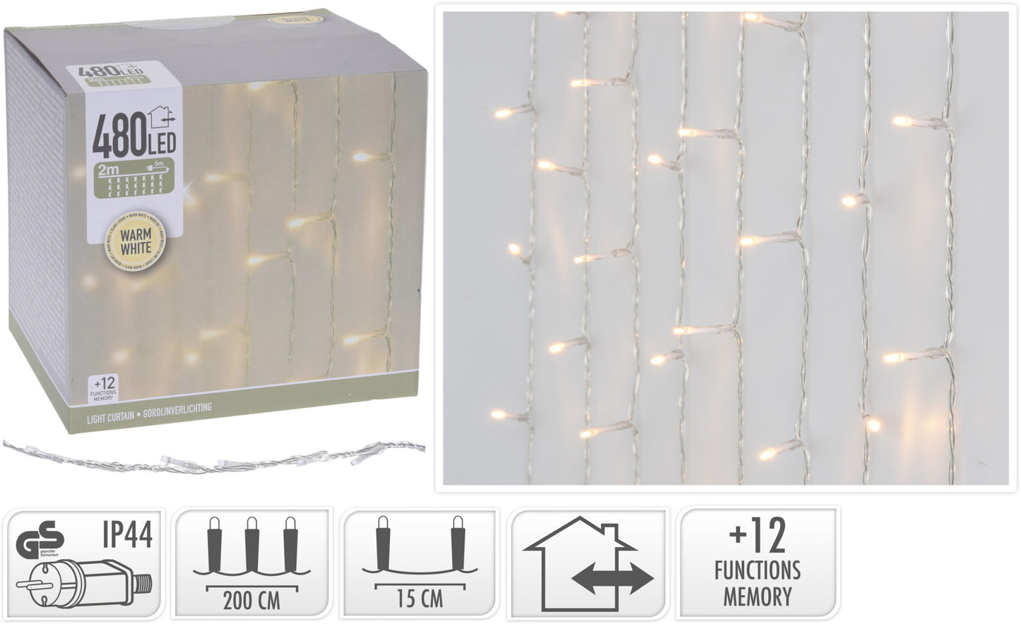 Tenda Luminosa 480 LED Bianco Caldo (cod. AX8405860)