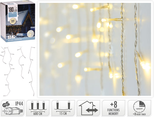 Cascata 180 LED Bianco Caldo con Giochi di Luce (cod. AX8451650)
