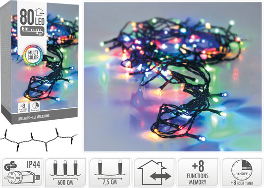Catena Luminosa 80 LED Multicolor con Giochi di Luce (cod. AX8452110)