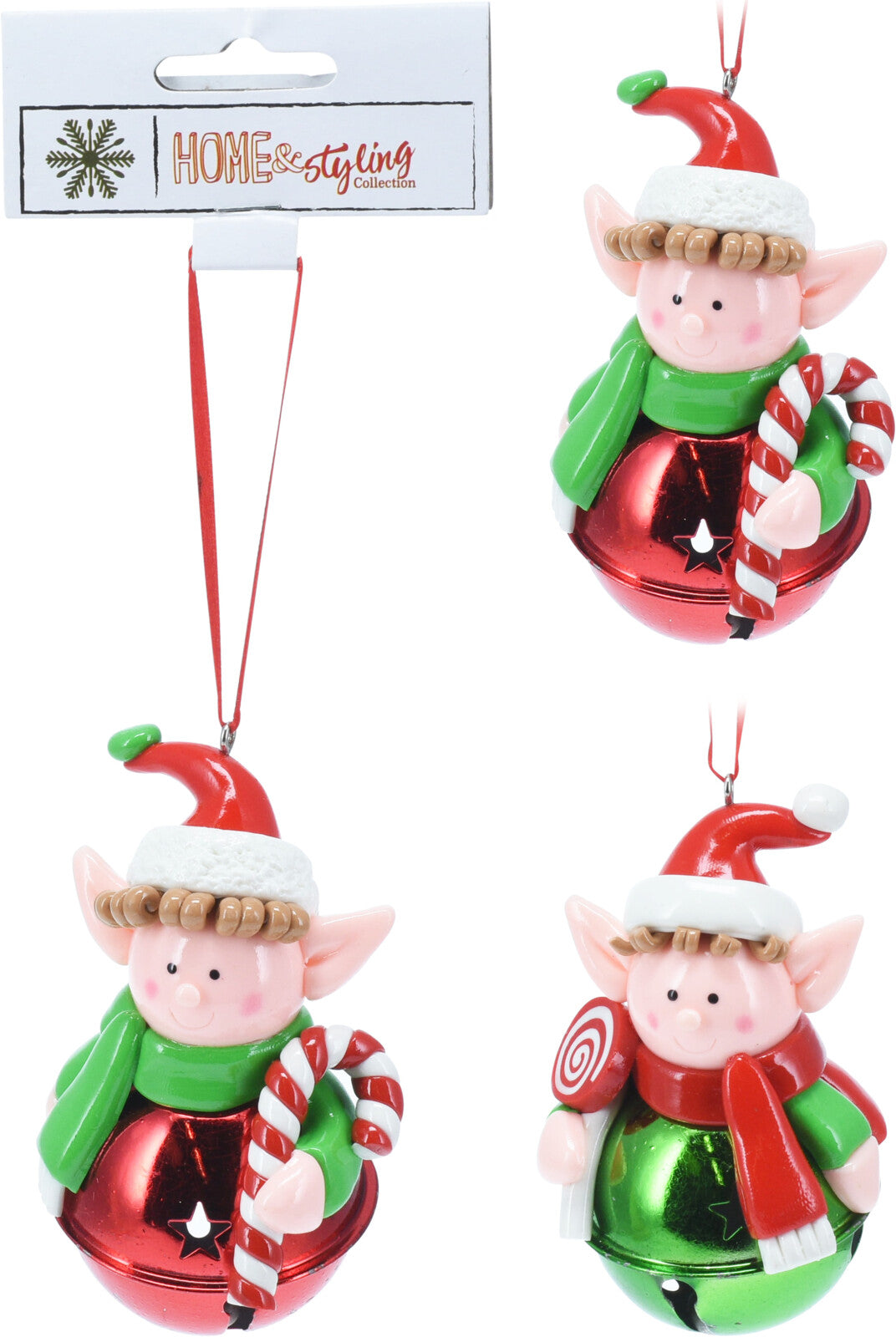 Pendente Elfo con Campanellino 8 cm – 2 Assortiti (cod. CAA235170)