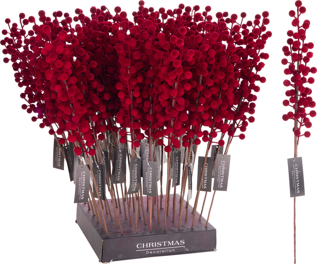 Ramo Natalizio Con Bacche 60CM Rosso