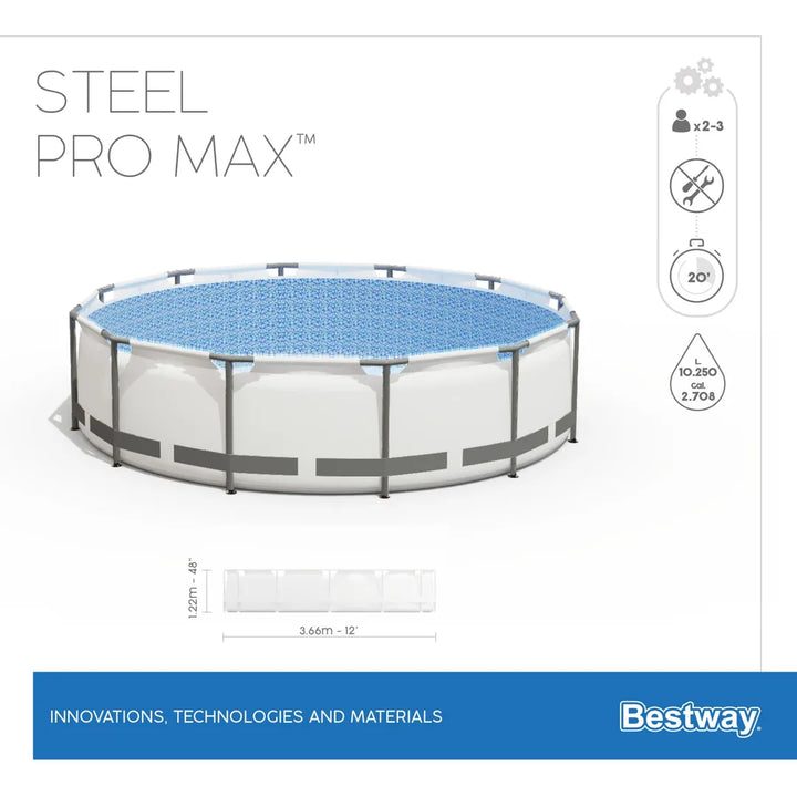 Piscina Steel Pro MAX da 366x122 cm grigio chiaro