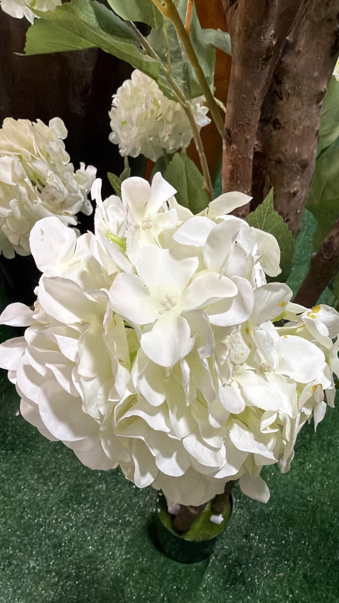Ortensia Artificiale Bianca 150 cm con Tronchi Veri