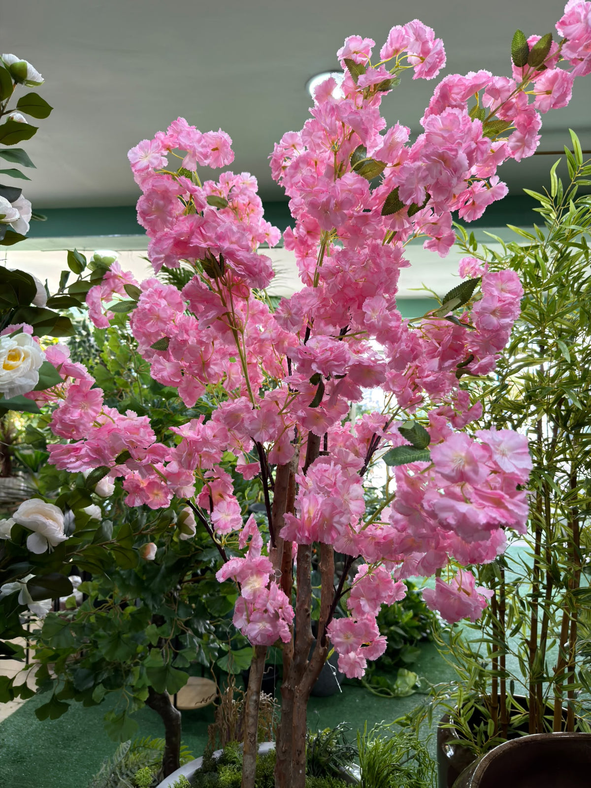 Ciliegio artificiale bianco alto 130 cm con tronchi veri