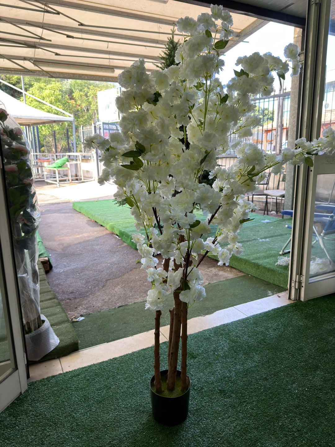 Ciliegio artificiale rosa alto 130 cm con tronchi veri
