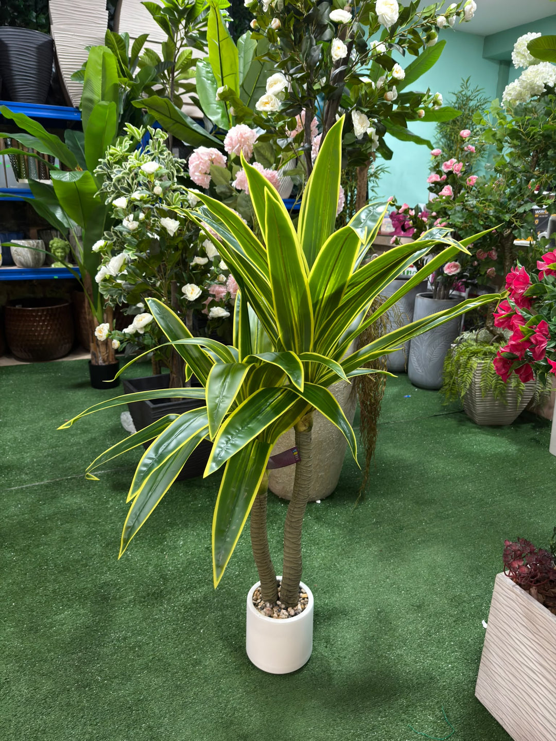 Dracena artificiale variegata 135 cm per casa e ufficio