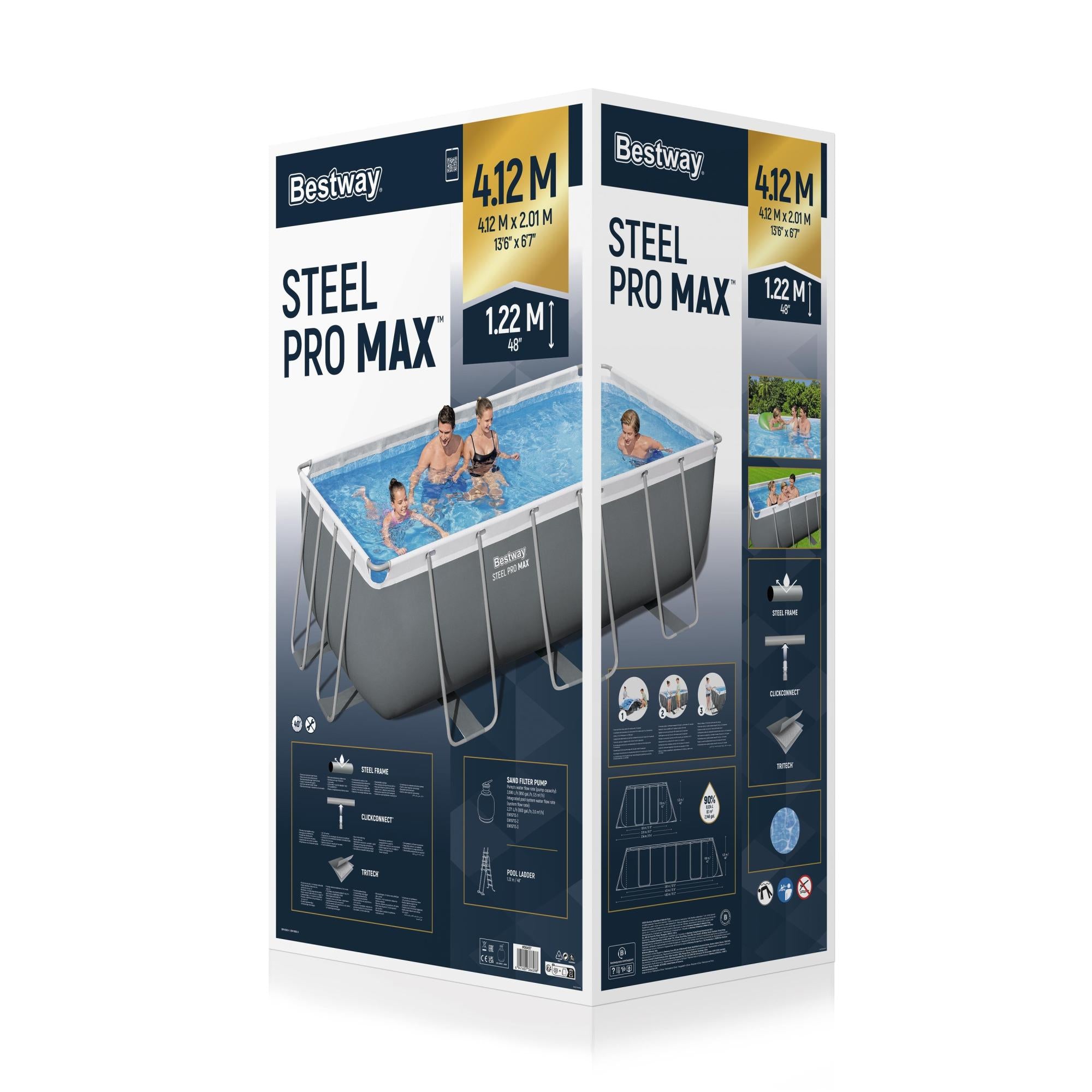 Set Piscina Bestway Steel Pro MAX 412x201x122 cm + Pompa Filtro a Sabbia – Cod. 56457