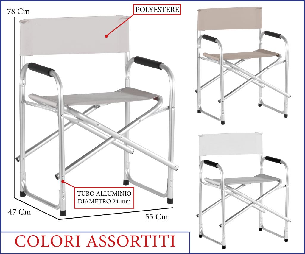 POLTRONA REGISTA IN ALLUMINIO CM47X55H78