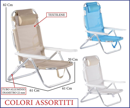 SPIAGGINA CONFORT 5POS. ALLUMINIO 61X61H82