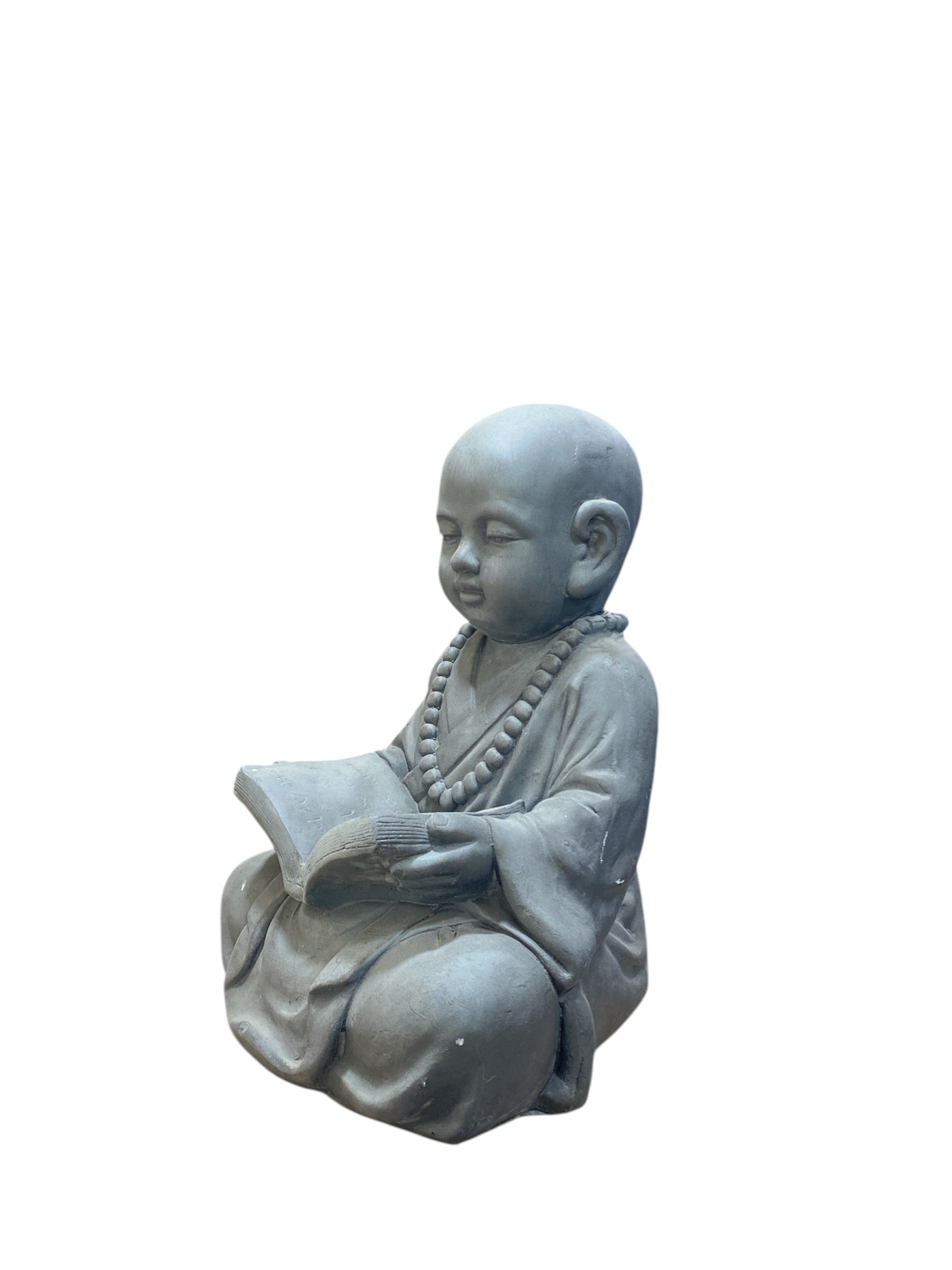 Statua Monaco Zen con Libro in Polimagnesio 46 cm