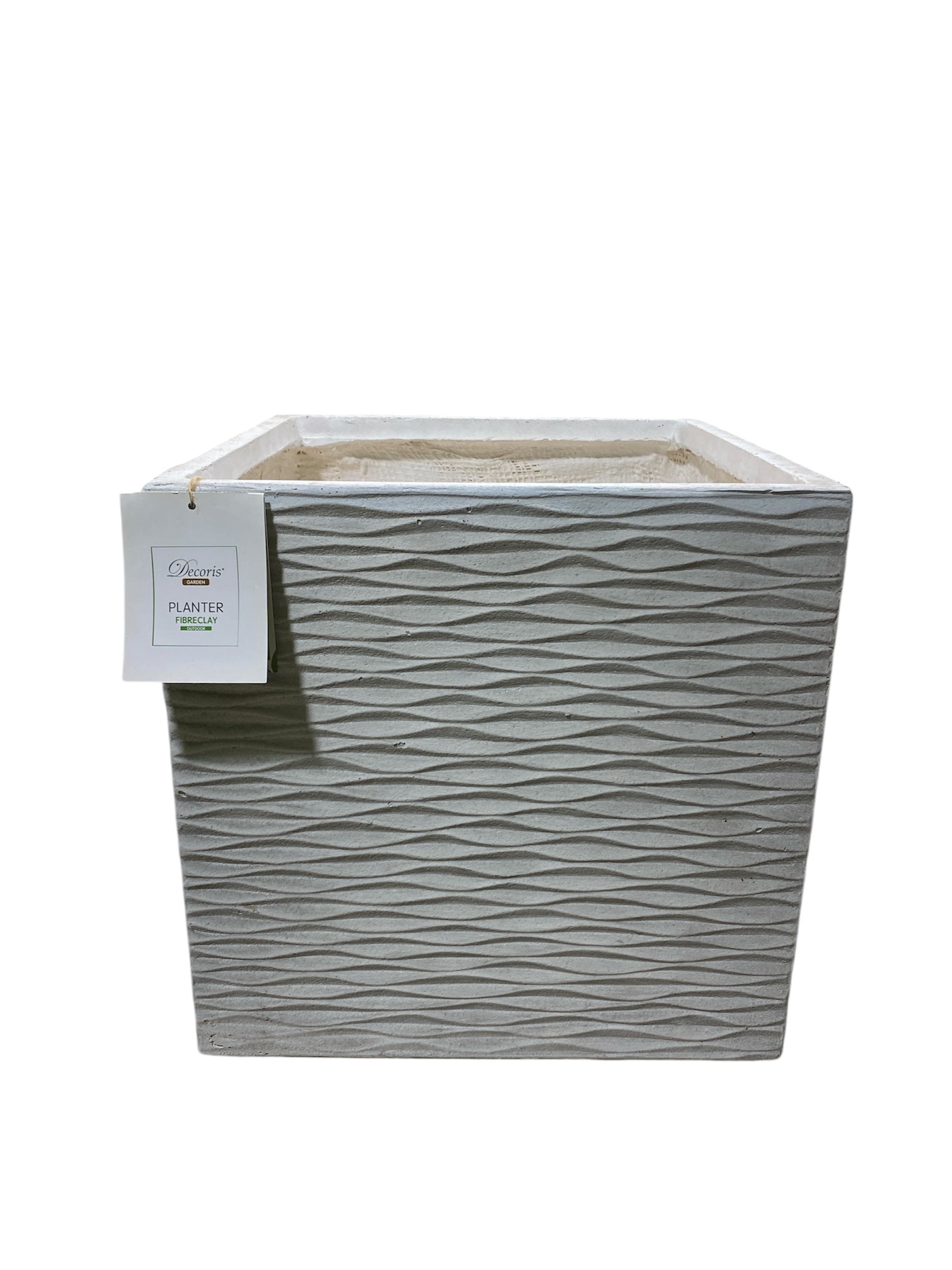 Vaso Design Quadrato Bianco in Vetroresina 37 cm – per Interno ed Esterno