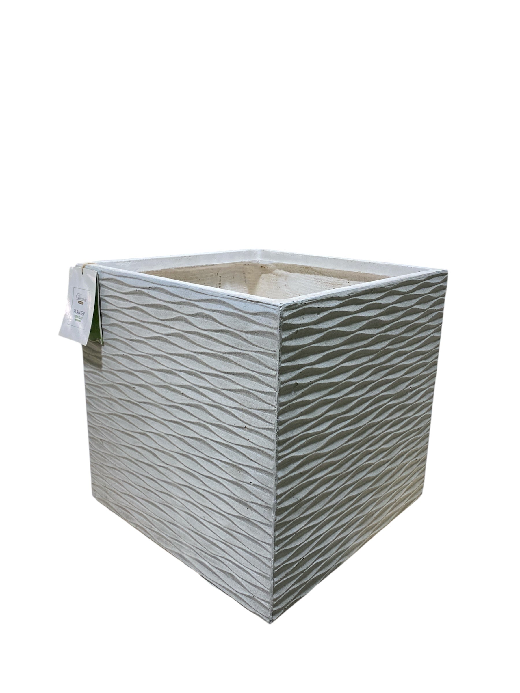 Vaso Design Quadrato Bianco in Vetroresina 37 cm – per Interno ed Esterno