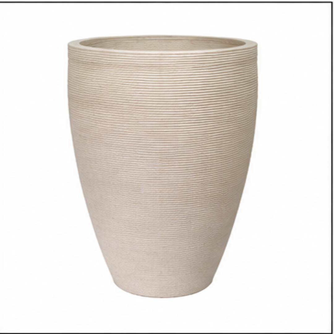 Vaso Rigato Sabbia Ø28xH43 cm – Vaso Alto Moderno in Polietilene