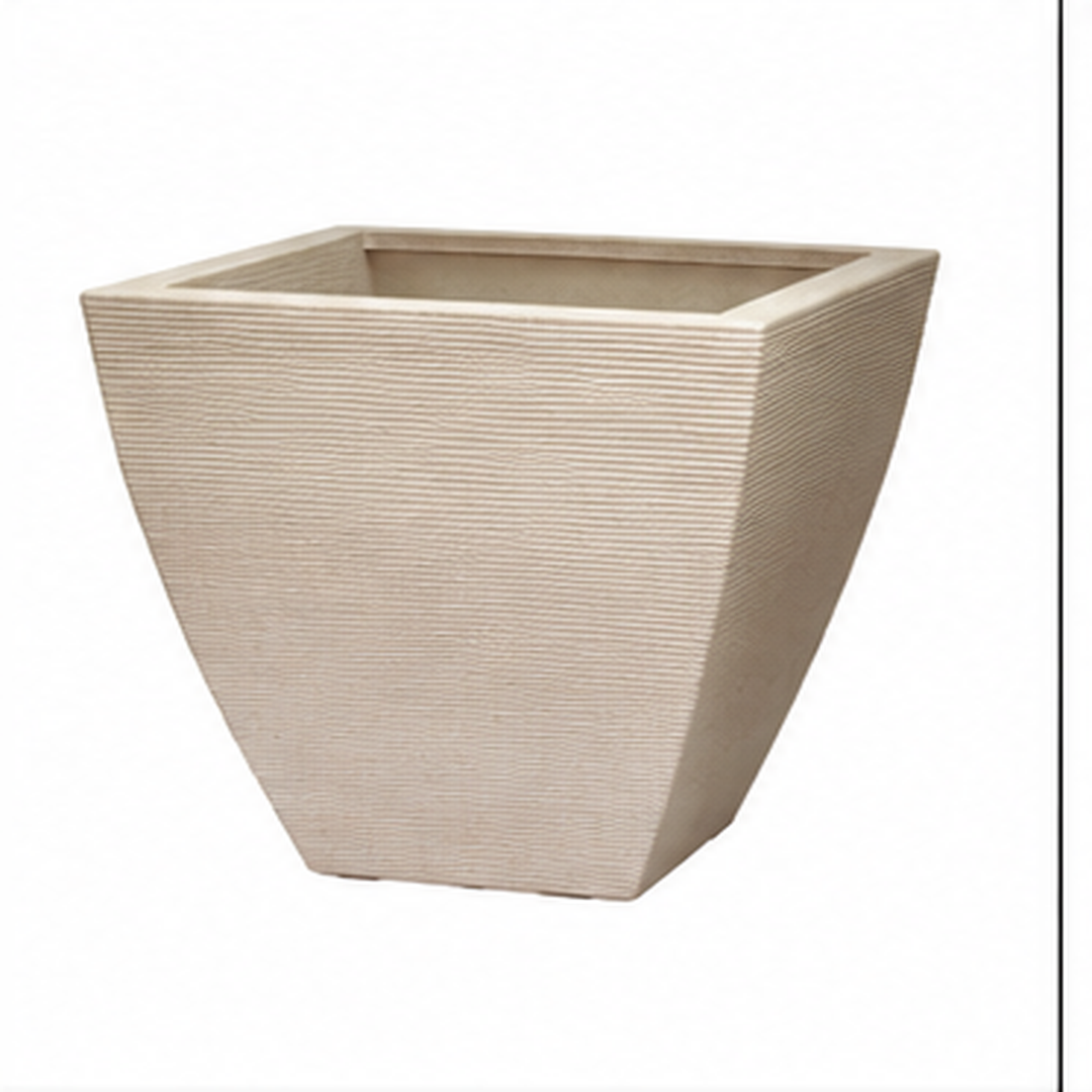 Vaso Quadrato Rigato Sabbia 40x40xH42 cm – Design Moderno