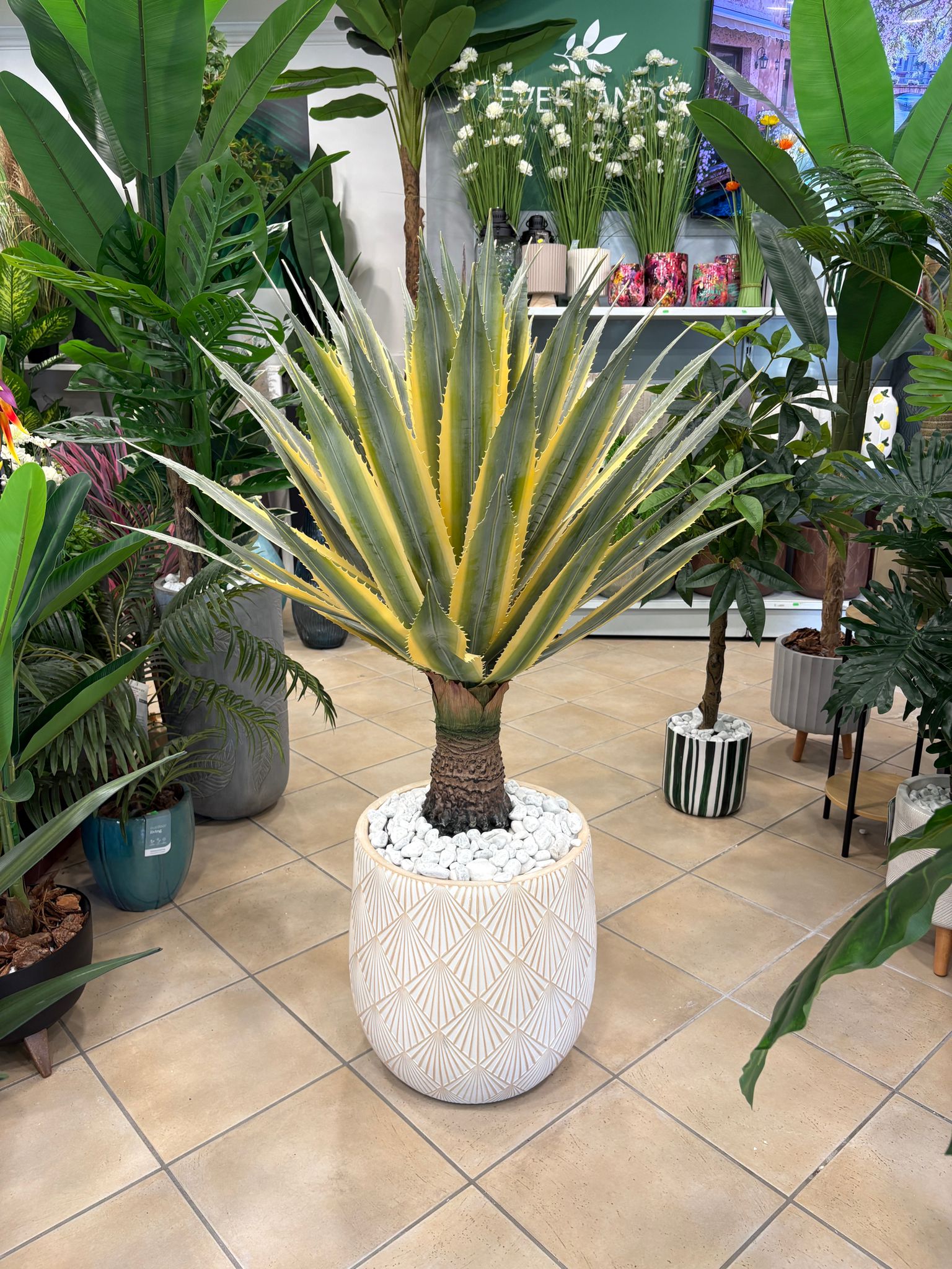 Agave Artificiale H120 cm in Vaso|Verde Chiaro
