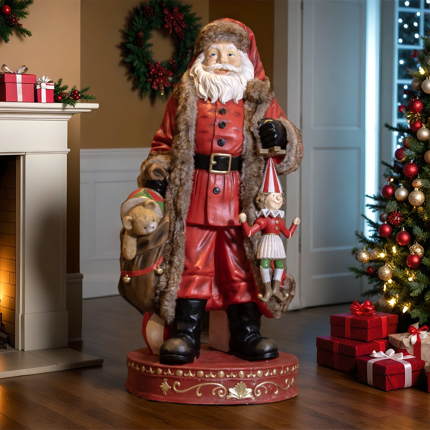 Babbo Natale tradizionale Gigante (H166 cm) Klaus e i regali (cod. 531070)