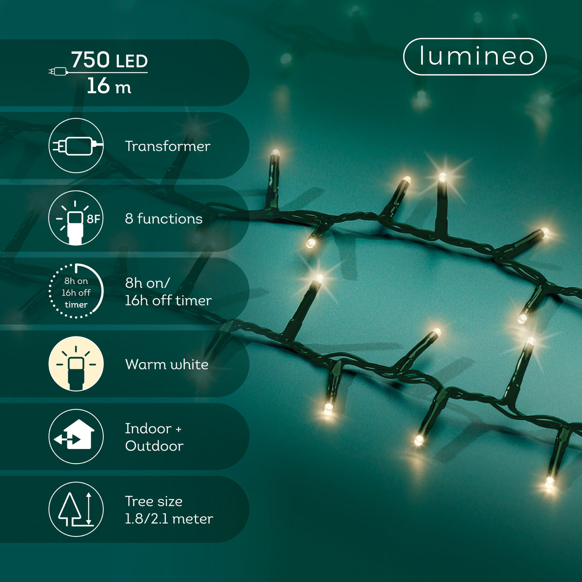 Catena LED Compact 16 m bianco caldo da esterno - immagine 3