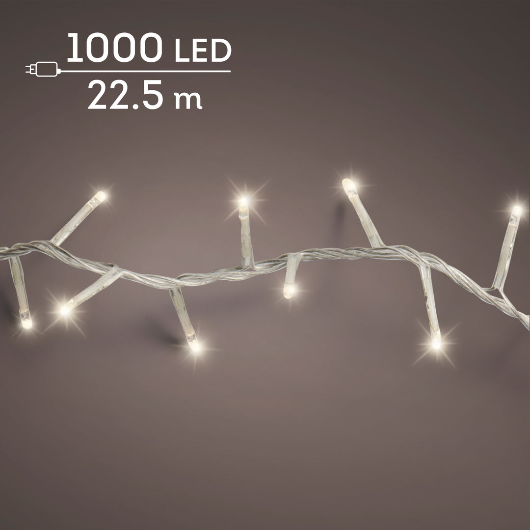 Catena LED Compact 22,5 m bianco caldo cavo trasparente