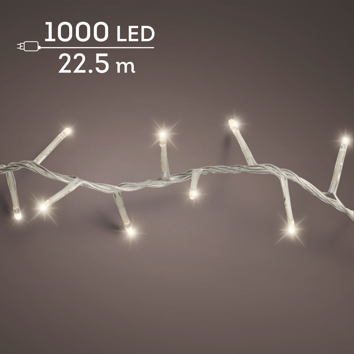 Catena LED Compact 22,5 m bianco caldo cavo trasparente