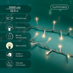 Catena LED Compact 22,5 m bianco caldo cavo trasparente - immagine 3