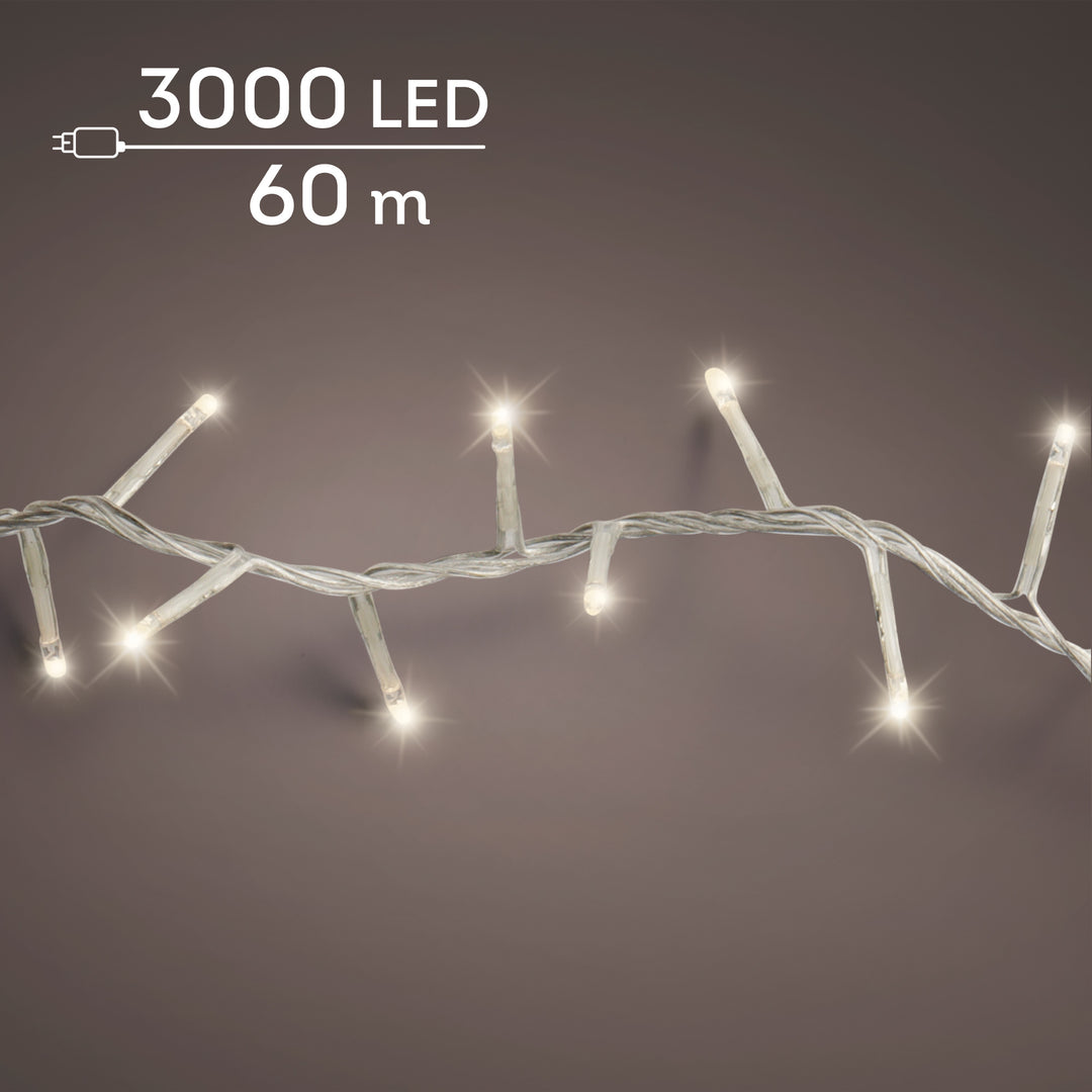 Catena LED Compact 60 m bianco caldo cavo trasparente