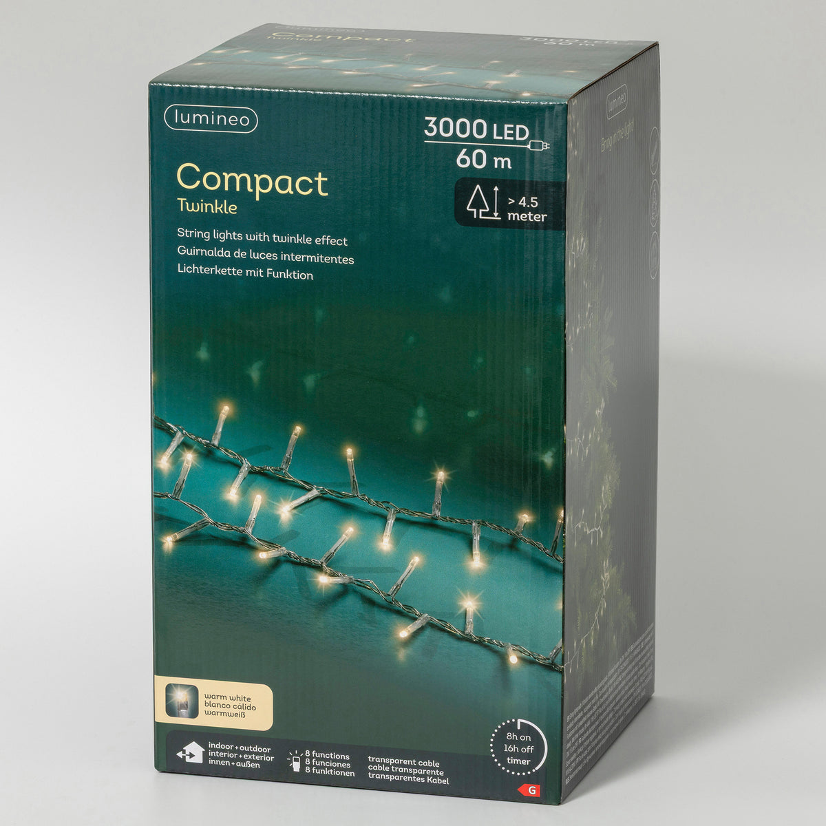 Catena LED Compact 60 m bianco caldo cavo trasparente - immagine 2